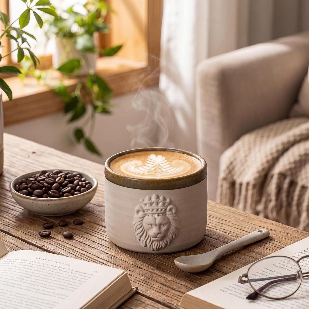 Ceramic Espresso Cups Set of 4 Stoneware 4 oz Demitasse Animal Coffee Cups - Picture 4 of 6